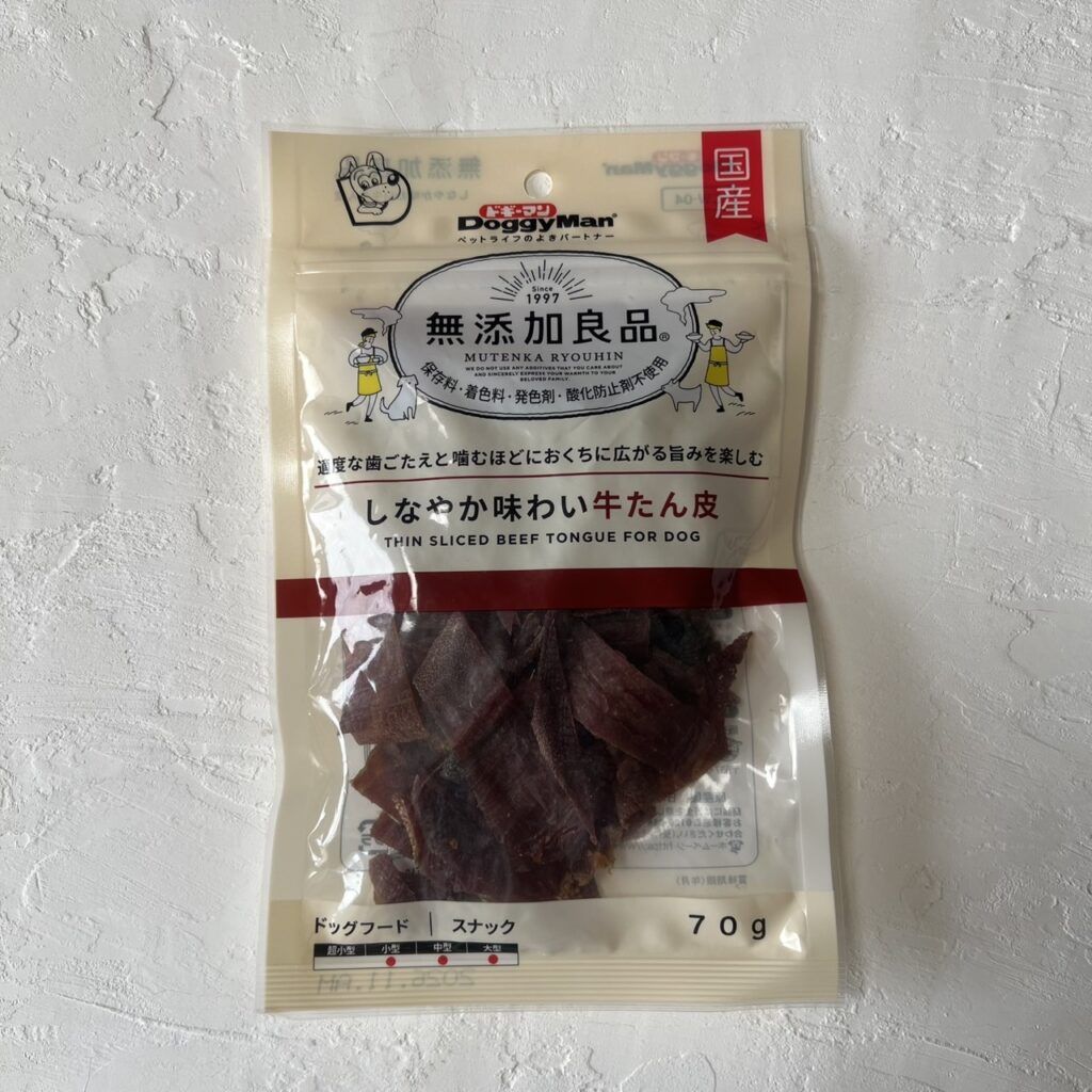DoggyMan 無添加良品 しなやか味わい牛たん皮 パッケージ表